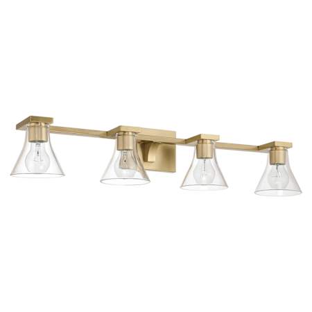 Thesis Gilford 4 Light 33" Wide Vanity Light with Clear Glass Shades Champagne Gold
