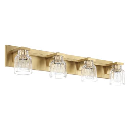 Thesis Dryden 4 Light 32" Wide Vanity Light with Clear Ribbed Glass Shades Champagne Gold