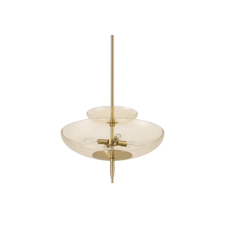 Thesis Fiorello 4 Light 21" Wide Convertible Pendant with Smoked Amber Glass Shades Brushed Gold