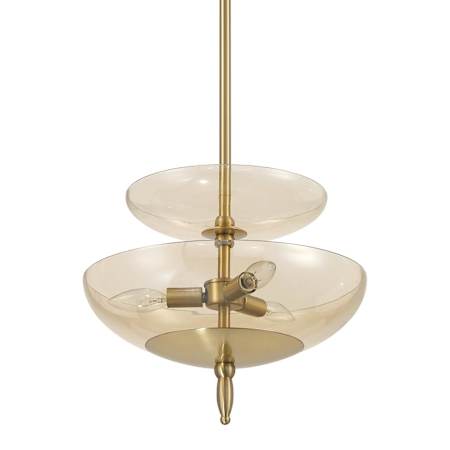 Thesis Fiorello 3 Light 14" Wide Convertible Pendant with Smoked Amber Glass Shades Brushed Gold