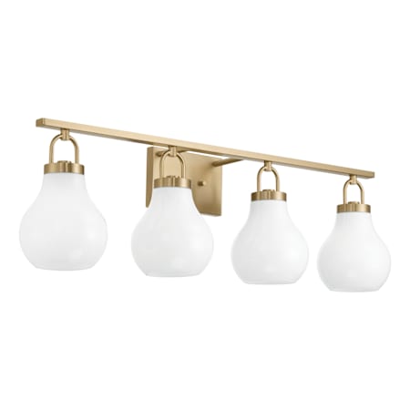 Thesis Mansfield 4 Light 34" Wide Vanity Light with Opal Glass Shades Champagne Gold