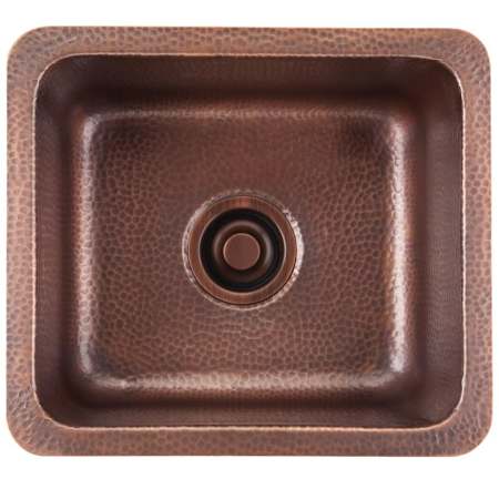 Thompson Traders Drop In / Undermount Como Square Hand Hammered Copper Prep Sink from the Renovations Collection Medium Antique