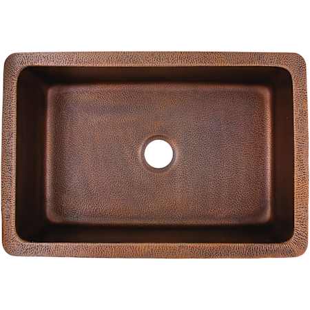 Thompson Traders Lucca 33" Single Basin Farmhouse Copper Kitchen Sink Medium Antique