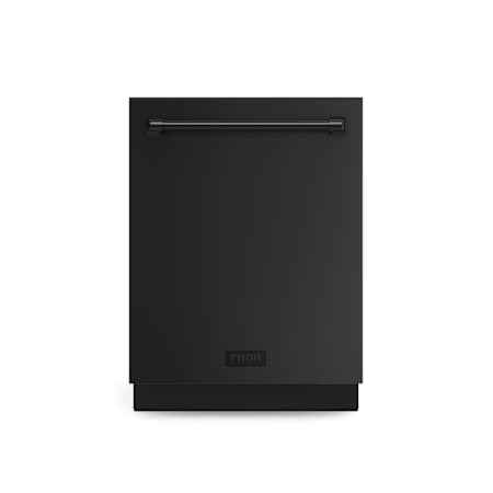 Thor Kitchen Gordon Ramsay 24 Inch Wide 15 Place Setting Built-In Top Control Dishwasher with Open Dry and Wine Glass Bracket Black