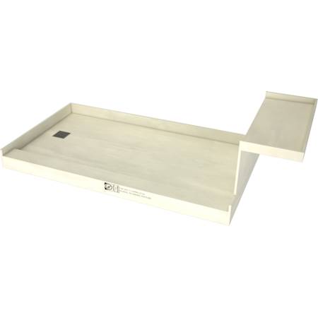 Tile Redi Base'N Bench Single Curb Tileable Shower Pan - 34" x 60" Left Drain Brushed Nickel