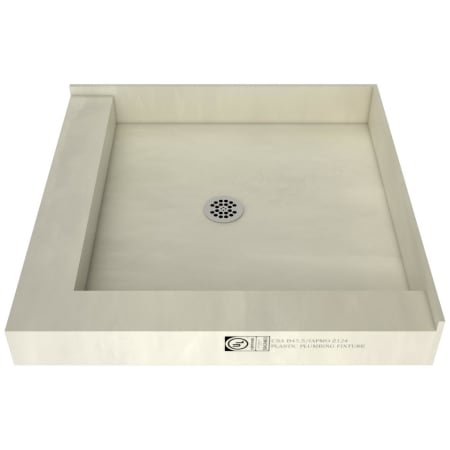 Tile Redi Redi Base 48" x 48" Square Shower Base with Left Double Threshold and Center Round Drain Polished Chrome