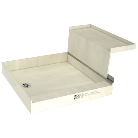 Tile Redi Base'N Bench 60" x 48" Rectangular Shower Base with Single Threshold and Left Round Drain Polished Chrome