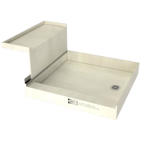 Tile Redi Base'N Bench 60" x 48" Rectangular Shower Base with Single Threshold and Right Round Drain Polished Chrome
