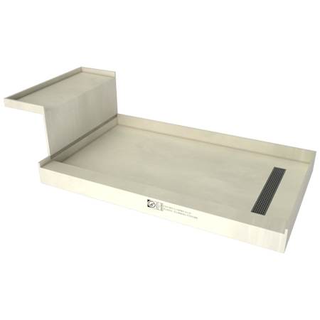 Tile Redi Base'N Bench 60" x 32" Rectangular Shower Base with Single Threshold and Right Drain Grate Brushed Nickel