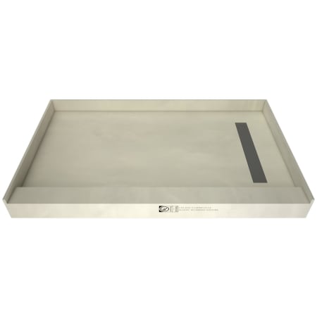 Tile Redi Redi Trench 72" x 42" Rectangular Shower Base with Single Threshold and Right Drain Plate Brushed Nickel