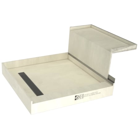 Tile Redi Base'N Bench 60" x 48" Rectangular Shower Base with Single Threshold and Left Drain Grate Brushed Nickel