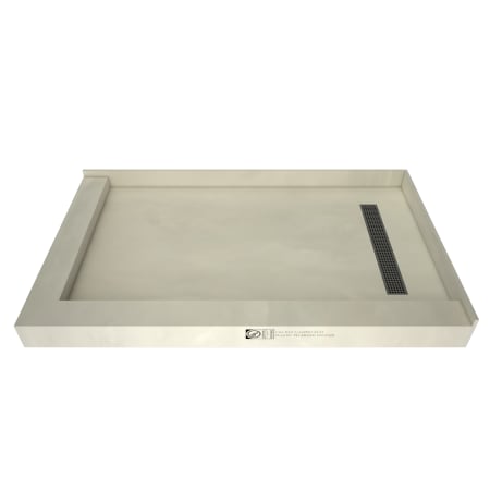 Tile Redi Redi Trench 48" x 60" Rectangular Shower Base with Double Threshold and Right Drain Brushed Nickel