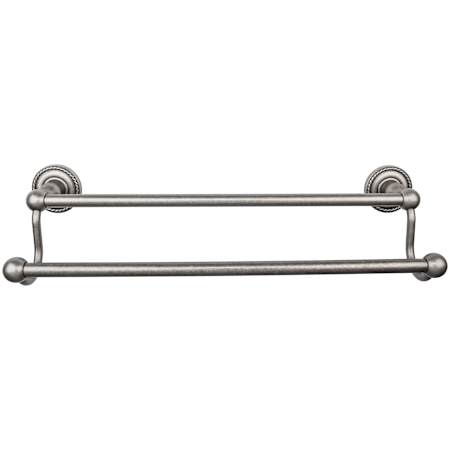 Top Knobs Edwardian Bath 18 Inch Double Towel Bar Rope Backplate Antique Pewter