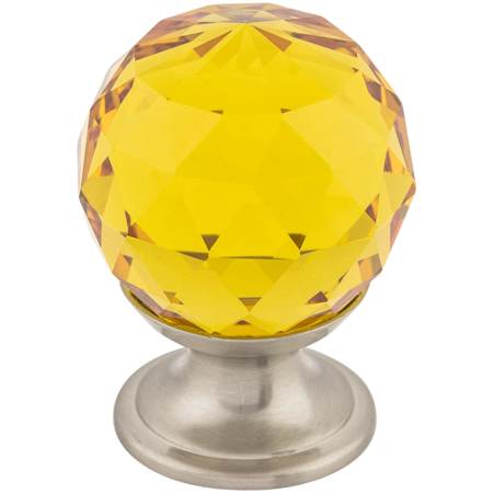 Top Knobs Amber 1-1/8 Inch Round Cabinet Knob from the Crystal Collection Brushed Satin Nickel