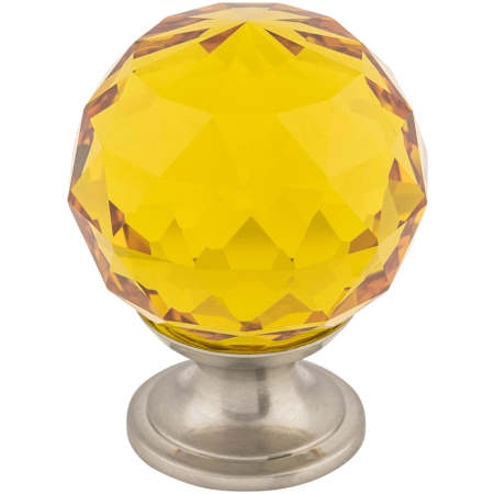 Top Knobs Amber 1-3/8 Inch Round Cabinet Knob from the Crystal Collection Brushed Satin Nickel