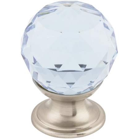 Top Knobs Light Blue 1-1/8 Inch Round Cabinet Knob from the Crystal Collection Brushed Satin Nickel