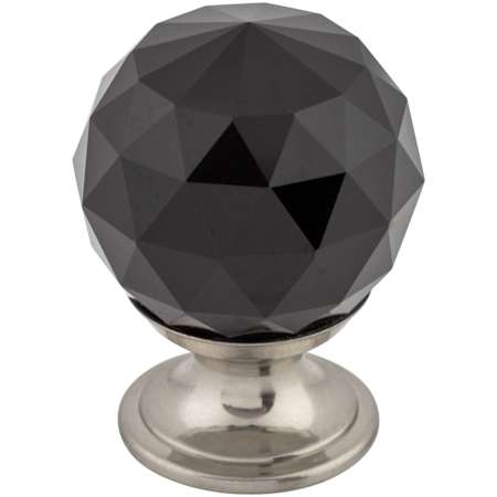 Top Knobs Black 1-1/8 Inch Round Cabinet Knob from the Crystal Collection Brushed Satin Nickel