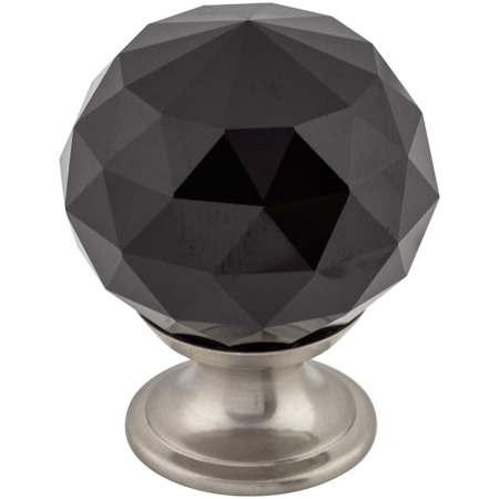 Top Knobs Black 1-3/8 Inch Round Cabinet Knob from the Crystal Collection Brushed Satin Nickel