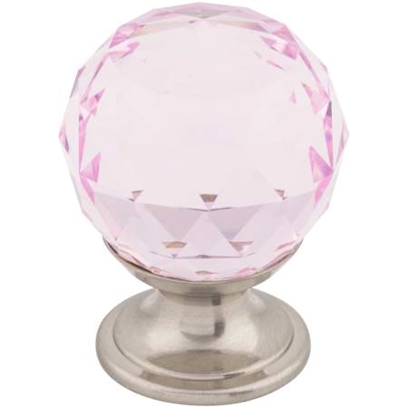 Top Knobs Pink 1-1/8 Inch Round Cabinet Knob from the Crystal Collection Brushed Satin Nickel