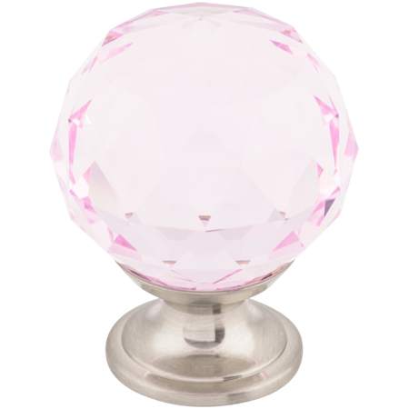 Top Knobs Pink 1-3/8 Inch Round Cabinet Knob from the Crystal Collection Brushed Satin Nickel