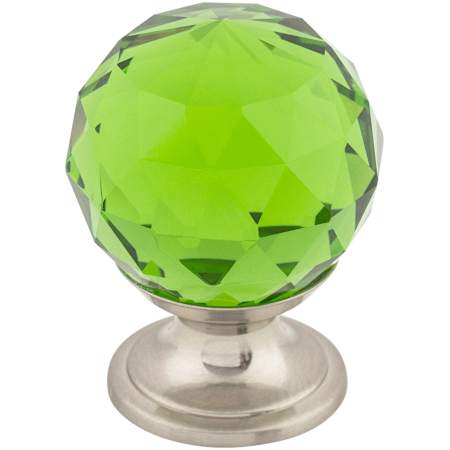 Top Knobs Green 1-1/8 Inch Round Cabinet Knob from the Crystal Collection Brushed Satin Nickel