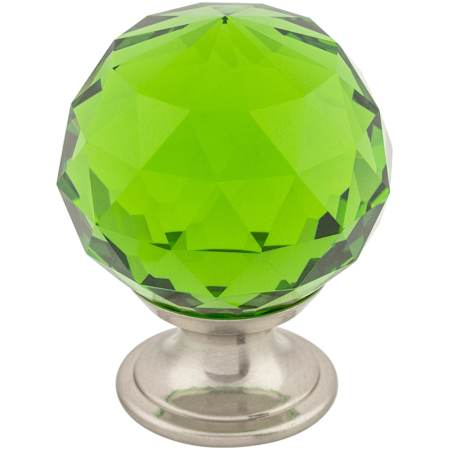Top Knobs Green 1-3/8 Inch Round Cabinet Knob from the Crystal Collection Brushed Satin Nickel
