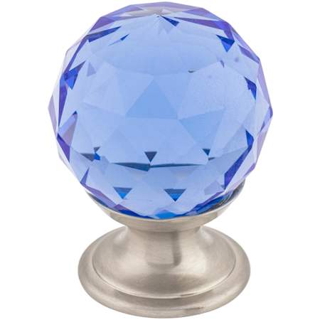 Top Knobs Blue 1-1/8 Inch Round Cabinet Knob from the Crystal Collection Brushed Satin Nickel