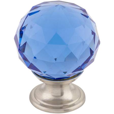 Top Knobs Blue 1-3/8 Inch Round Cabinet Knob from the Crystal Collection Brushed Satin Nickel