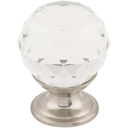 Top Knobs Clear 1-1/8 Inch Round Cabinet Knob from the Crystal Collection Brushed Satin Nickel