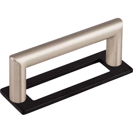 Top Knobs Kinney 3 Inch Center to Center Handle Cabinet Pull with Hollins Backplate from the Lynwood Collection Brushed Satin Nickel / Flat Black
