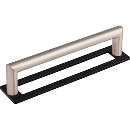 Top Knobs Kinney 5 Inch Center to Center Handle Cabinet Pull with Hollins Backplate from the Lynwood Collection Brushed Satin Nickel / Flat Black