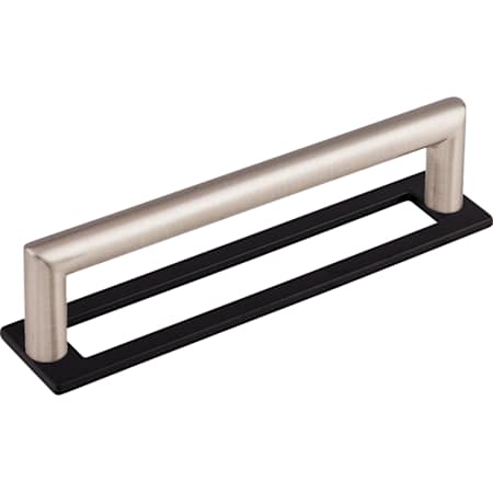 Top Knobs Kinney 6-5/16 Inch Center to Center Handle Cabinet Pull with Hollins Backplate from the Lynwood Collection Brushed Satin Nickel / Flat Black