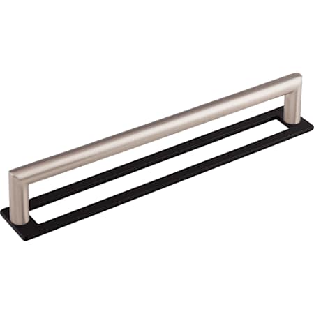 Top Knobs Kinney 7-9/16 Inch Center to Center Handle Cabinet Pull with Hollins Backplate from the Lynwood Collection Brushed Satin Nickel / Flat Black