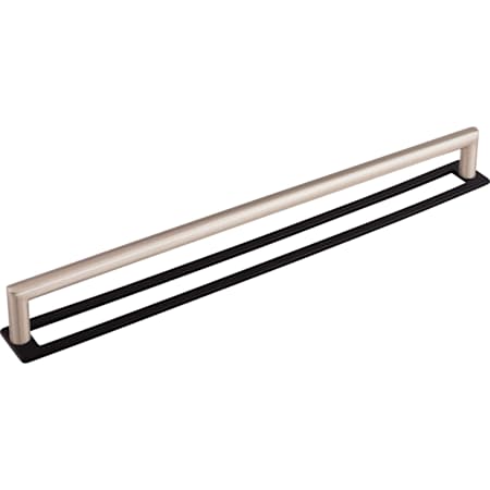 Top Knobs Kinney 12 Inch Center to Center Handle Cabinet Pull with Hollins Backplate from the Lynwood Collection Brushed Satin Nickel / Flat Black