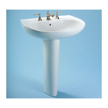 TOTO Prominence 26" Pedestal Bathroom Sink with Single Faucet Hole Drilled, Overflow and CeFiONtect Ceramic Glaze - Pedestal Included Cotton