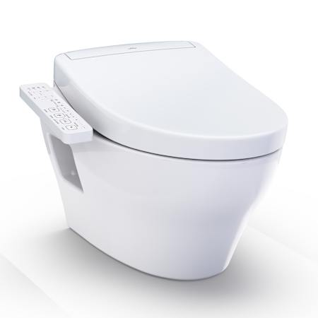 TOTO Washlet+ EP Wall-hung Elongated Toilet And Washlet S2 Bidet Seat And Duofit In-wall 0.9 And 1.28 GPF Dual-flush Tank System Matte Silver