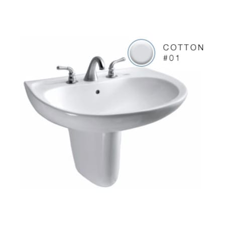TOTO Prominence 26" Wall Mounted Bathroom Sink with Single Faucet Hole Drilled, Overflow and CeFiONtect Ceramic Glaze Cotton
