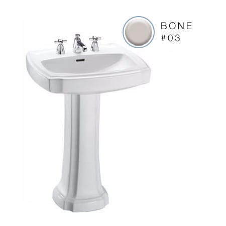 TOTO Guinevere 24-3/8" Pedestal Bathroom Sink with 3 Faucet Holes Drilled and Overflow - Pedestal Included Bone