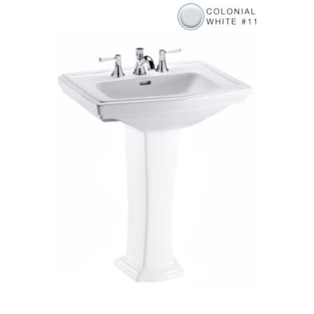 TOTO Clayton 27" Pedestal Bathroom Sink with 3 Faucet Holes Drilled and Overflow - Less Pedestal Colonial White