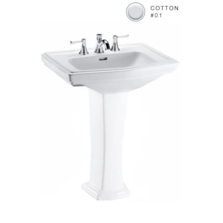 TOTO Clayton 27" Pedestal Bathroom Sink with 3 Faucet Holes Drilled and Overflow - Less Pedestal Cotton