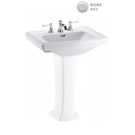 TOTO Clayton 27" Pedestal Bathroom Sink with 3 Faucet Holes Drilled and Overflow - Less Pedestal Bone