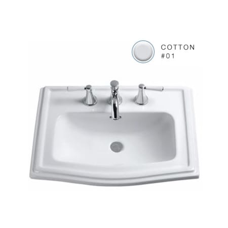 TOTO Clayton 25" Drop In Bathroom Sink with 3 Faucet Holes Drilled and Overflow Cotton
