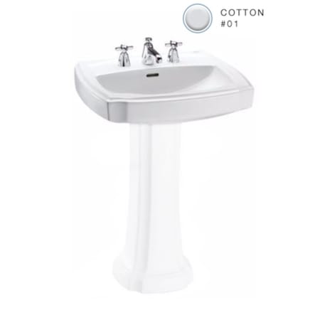 TOTO Guinevere 27-1/8" Pedestal Bathroom Sink with 3 Faucet Holes Drilled and Overflow Cotton