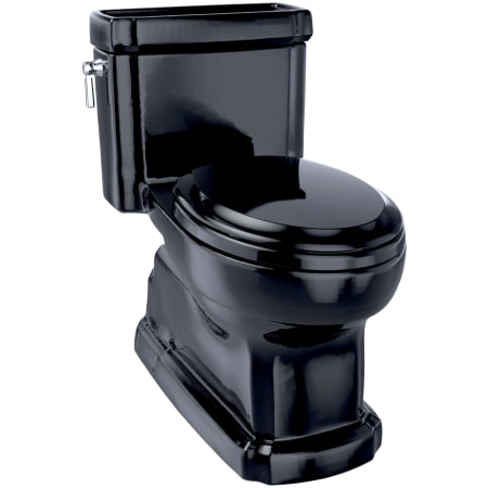 TOTO Guinevere 1.28 GPF One Piece Elongated Chair Height Toilet with CEFIONTECT Glaze, Tornado Flush, and Left Hand Lever - Soft Close Seat Included Ebony