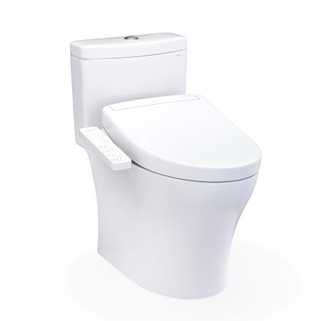 TOTO Washlet+ Aquia IV Cube Two-piece Elongated Dual Flush 1.28 And 0.9 GPF Toilet With S2 Bidet Seat Cotton