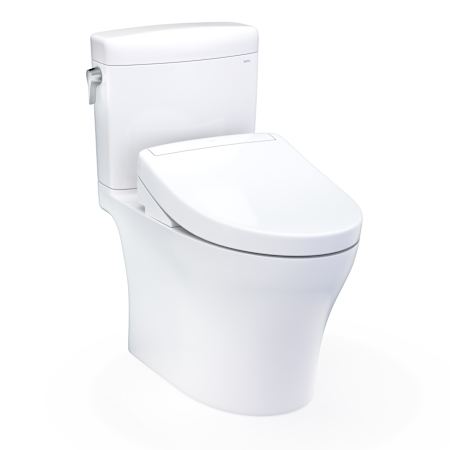 TOTO Washlet+ Aquia IV Cube Two-piece Elongated Dual Flush 1.28 And 0.9 GPF Toilet With S5 Bidet Seat Cotton