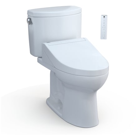 TOTO Drake II 1.28 GPF Two Piece Elongated Toilet with Left Hand Lever - Bidet Seat Included Cotton