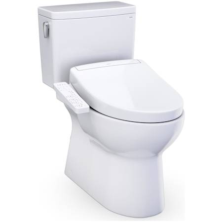 TOTO Glaston 1.0 GPF Two Piece Elongated Toilet with Left Hand Lever - Bidet Seat Included Cotton White