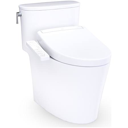 TOTO Aurora 1.28 GPF One Piece Elongated Toilet with Left Hand Lever - Bidet Seat Included Cotton White