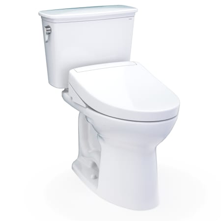 TOTO Drake Transitional Washlet+ Two-piece Elongated 1.28 GPF Universal Height Tornado Flush Toilet With S5 Bidet Seat Cotton